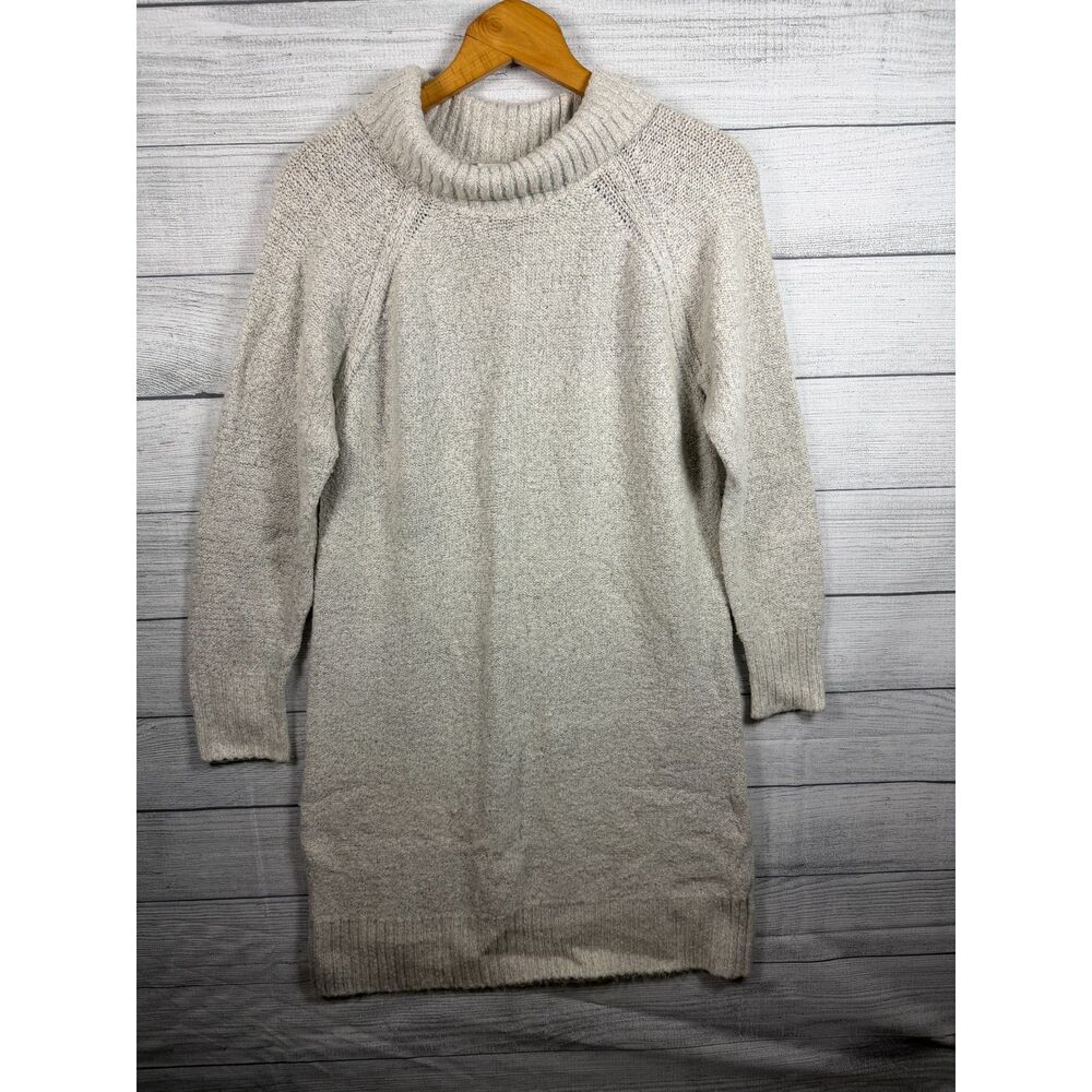 H&M Women's Medium Light Gray Cowl Neck Long Sleeve Knit Sweater Dress 0366